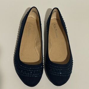 CL by Laundry Dark Blue Embellished Flats